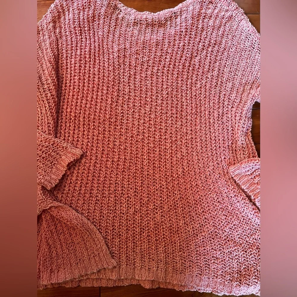 Oversized free people sheer see through peachy coral pink top size small